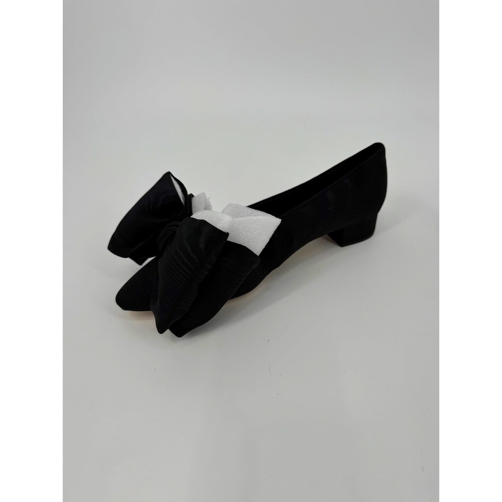NEW Loeffler Randall Black Noa Grosgrain Bow Pointed Toe Block Heel Pumps 9.5 B - Picture 10 of 14